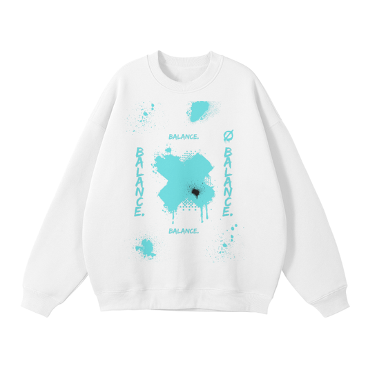 Streetwear Unisex Blue Motif Oversized Fleece Pullover