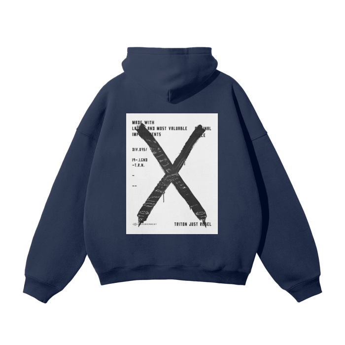 Streetwear Unisex Big X Design Fleece Hoodie