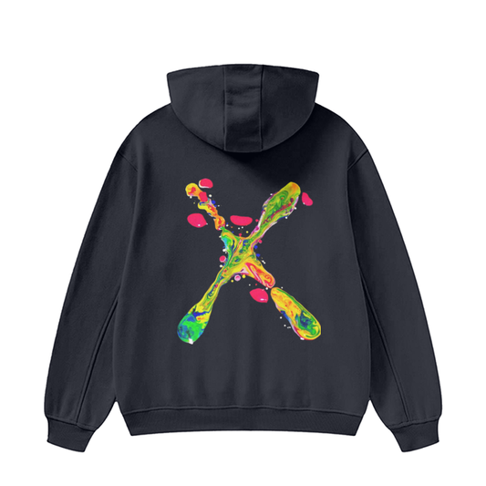 High Neck Insulated Black Fleece Hoodie