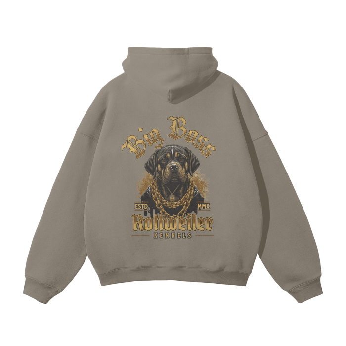 Streetwear Rottweiler Back Design Men's Oversized Hoodie