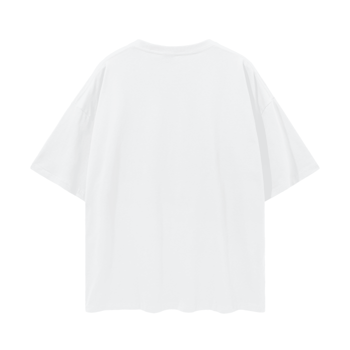 Women's Oversized Deep Drop Shoulder White Graphic T-Shirt