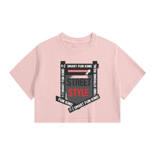 Washed Effect Graphic Crop Top