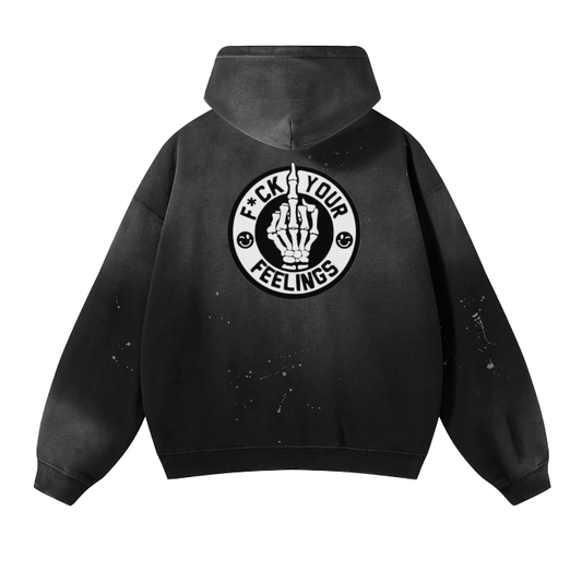 Men's Streetwear Oversized Frayed Graphic Hoodie