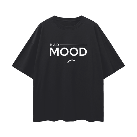 Bad Mood Black Oversized Unisex Cotton T-Shirt