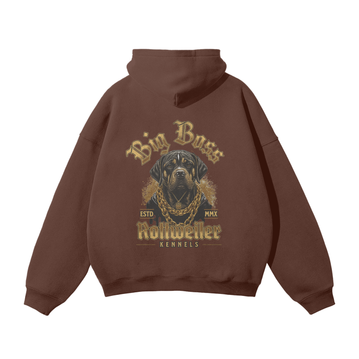 Streetwear Rottweiler Back Design Men's Oversized Hoodie