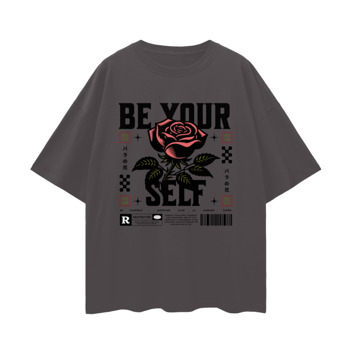 Streetwear Oversized Rose Design Women's Cotton T-Shirt