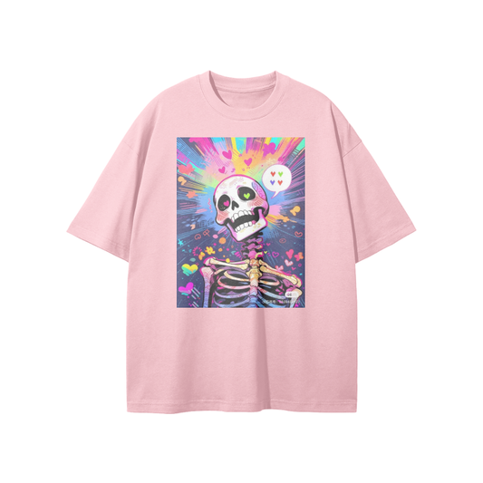 Streetwear Women's Pink Skeleton Loose Fit T-Shirt