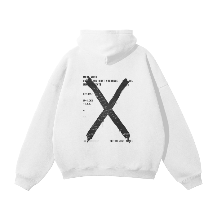 Streetwear Unisex Big X Design Fleece Hoodie