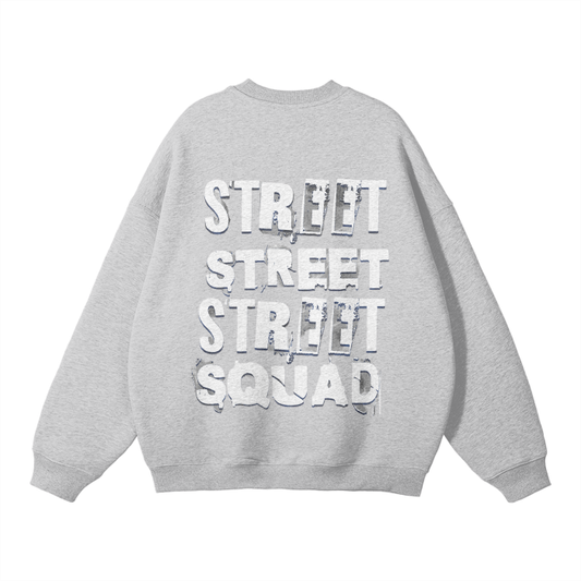 Streetwear Unisex Gray Graphic Fleece Sweatshirt