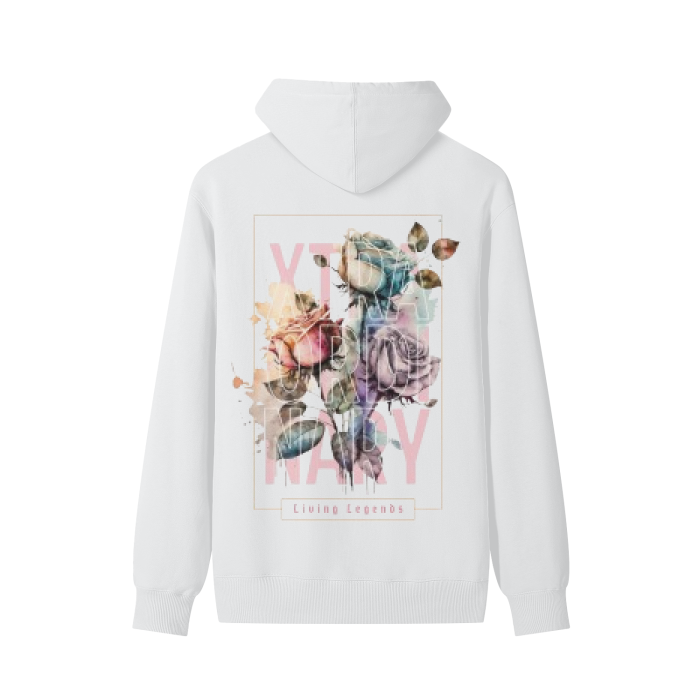 Flowery Back Design Classic Women's Cotton Hoodie