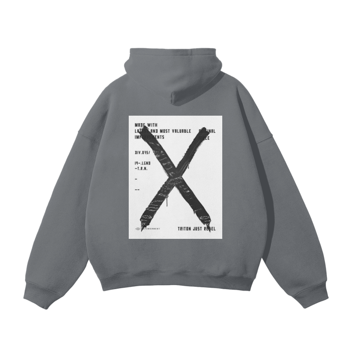 Streetwear Unisex Big X Design Fleece Hoodie