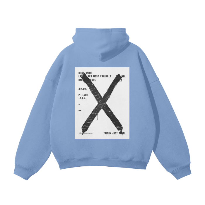 Streetwear Unisex Big X Design Fleece Hoodie