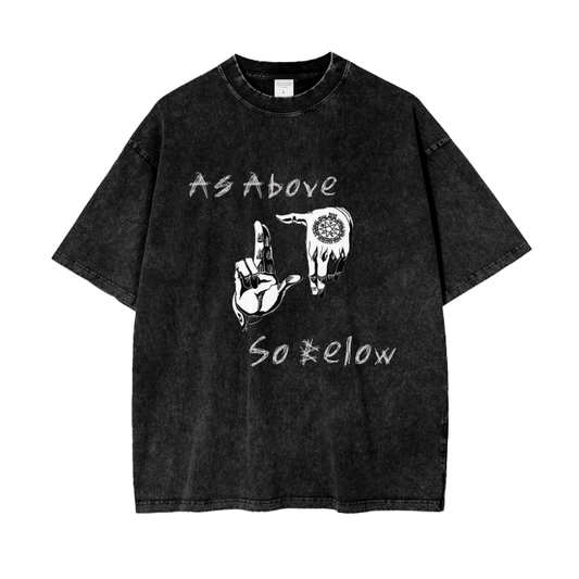 As Above Snow Wash Unisex Black Oversized T-Shirt